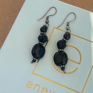 Handmade Black Beaded Earrings